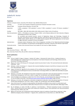 Isabella M. Venter R&eacute;sum&eacute; Experience Professor, Computer