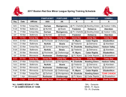2017 Boston Red Sox Minor League Spring Training Schedule