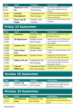 Orientation Programme 2016 - The University of Northampton