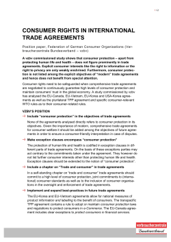 Consumer rights in international trade agreements | Position