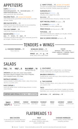 appetizers salads flatbreads 13 tenders + wings