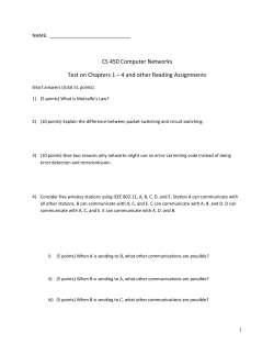NAME: CS 450 Computer Networks Test on Chapters 1 – 4 and