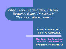 Evidence Based Practices in Classroom Management