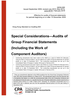 HKSA 600 - Hong Kong Institute of Certified Public Accountants