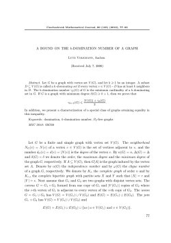 A BOUND ON THE k-DOMINATION NUMBER OF A GRAPH Let G