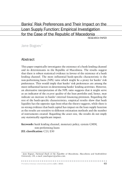 Banks` Risk Preferences and Their Impact on the Loan Supply