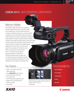 CANON XA10 HIGH DEFINITION CAMCORDER