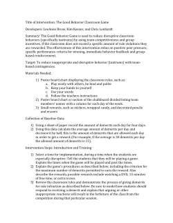 Title of Intervention: The Good Behavior Classroom Game