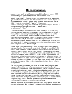 Consciousness. - The Grange School Philosophy, Psychology and