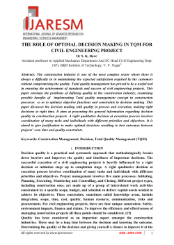 the role of optimal decision making in tqm for civil engineering project