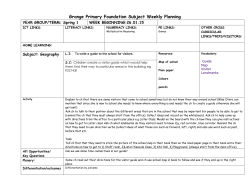 Grange Primary IPC and Foundation Subject Weekly Planning