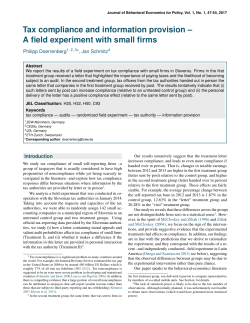Tax compliance and information provision – A field experiment with
