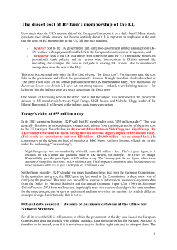 Cost of EU membership 1404 - note for UKIP members