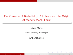 The Converse of Deducibility - Victoria University of Wellington