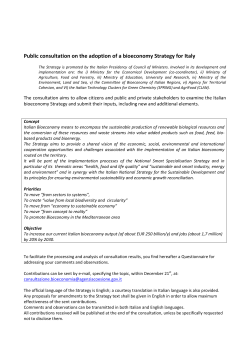 Public consultation on the adoption of a bioeconomy Strategy for Italy