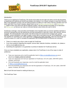 FoodCorps 2016-2017 Application