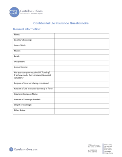 Confidential Life Insurance Questionnaire General Information