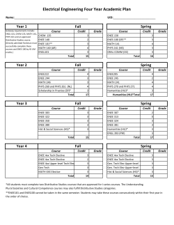 Electrical Engineering Four Year Academic Plan