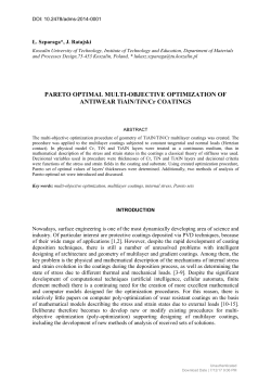 PARETO OPTIMAL MULTI-OBJECTIVE OPTIMIZATION