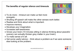 The benefits of regular silence and timeouts &bull; To do more