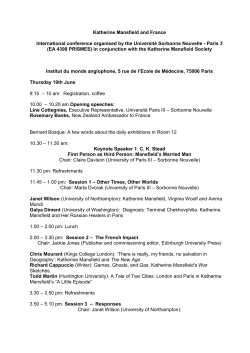 Conference Programme - Katherine Mansfield Society