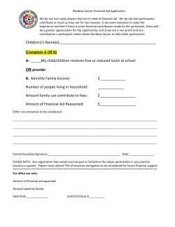 Rainbow Soccer Financial Aid Application We do not turn away