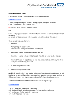 Diet Two &ndash; Menu Ideas