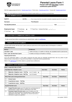 Parental Leave Form 1 - Staff Intranet