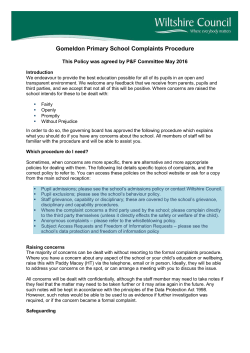 Complaints Policy - Gomeldon Primary School