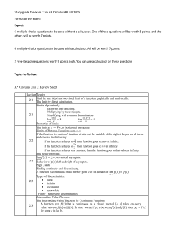 Study Guide for Exam 2 for AP Calc AB