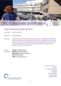 The Strategic Plan of the Scottish Funding Council 2015-18