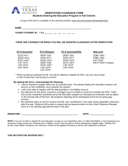 Orientation Clearance Form - The University of Texas at Arlington