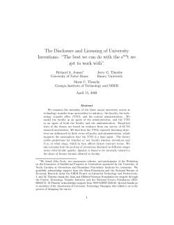 The Disclosure and Licensing of University Inventions: \The best we