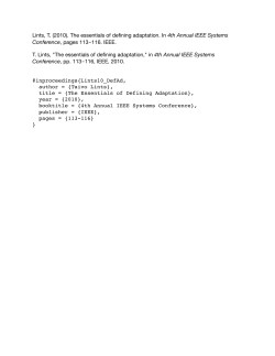 (2010). The essentials of defining adaptation. In 4th Annual IEEE