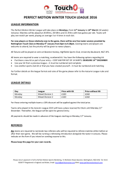 perfect motion winter touch league 2016 personal details