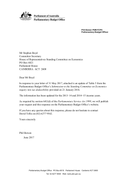 Information provided to the House of Representatives Standing