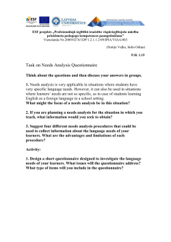 Study the following way to do a needs analysis. Think which you