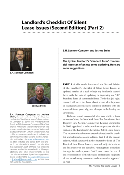 Landlord`s Checklist Of Silent Lease Issues (Second