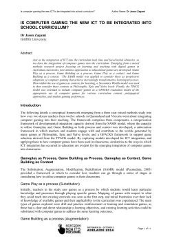 ACEC2014 Is Computer Gaming the new ICT to be integrated into