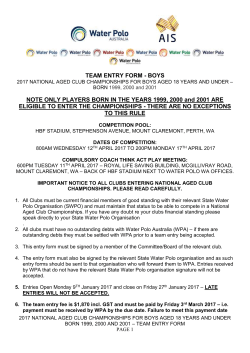 Mens Entry Forms - Water Polo Australia