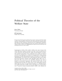 J. Myles, J. Quadagno, Political Theories of the Welfare State