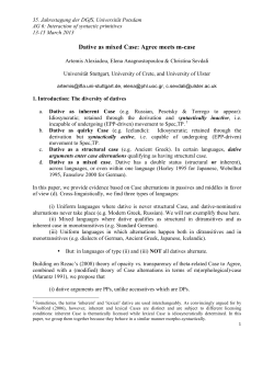 Dative as mixed Case: Agree meets m-case - SFB 632