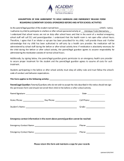 ASSUMPTION OF RISK elementary before after school ATE