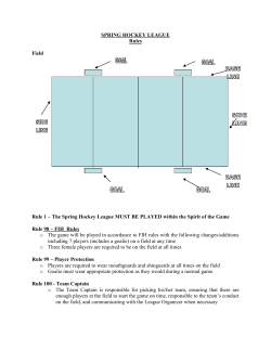SPRING HOCKEY LEAGUE Rules Field Rule 1