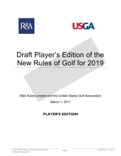 Draft Player`s Edition of the New Rules of Golf for 2019