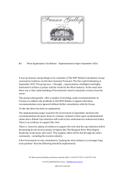 Re: Wine Equalisation Tax Rebate &ndash; Implementation Paper
