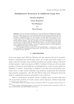 Multiplicative Structures in Additively Large Sets 1