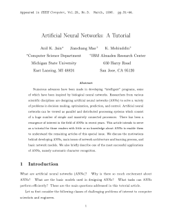 Arti cial Neural Networks: A Tutorial 1 Introduction