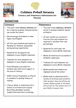 Literacy and Numeracy Info Pack