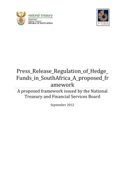 Hedge Funds - Financial Services Board